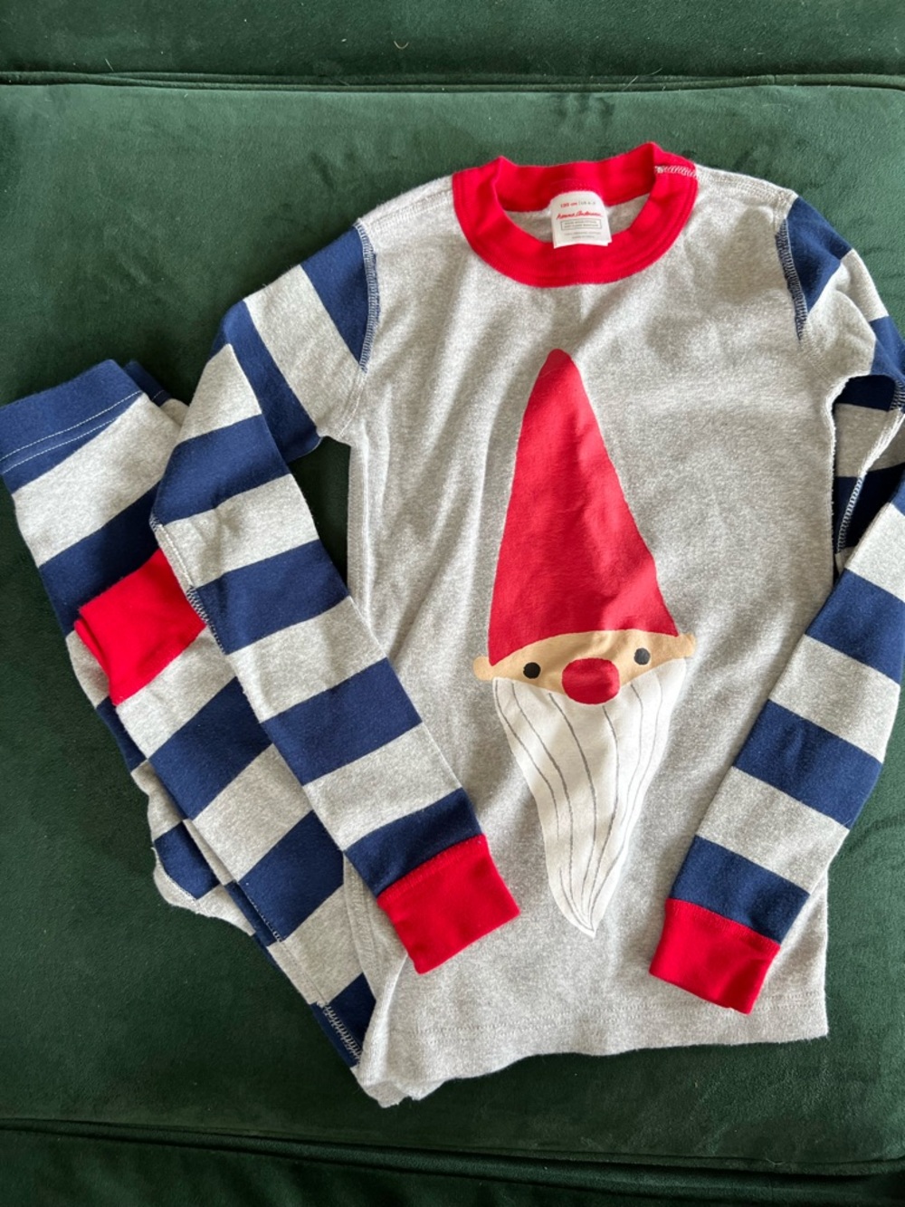 Hanna Andersson Gray Tee with Bright Red Ribbed Collar